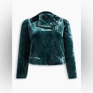 Torrid Emerald Velvet Leather Jacket